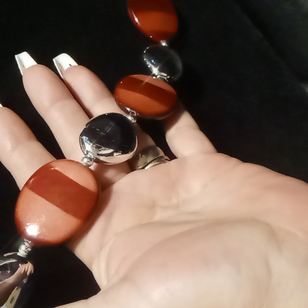 Large clay & resin beaded necklaces and earrings set. 24 inches long Nwot - Picture 7 of 9